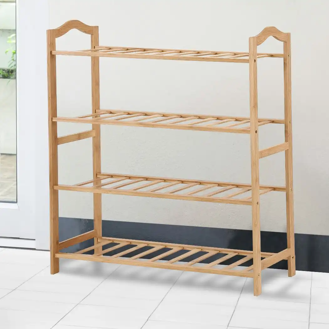 Levede Bamboo Shoe Rack Storage Wooden Organizer Shelf Stand 4 Tiers Layers 90cm