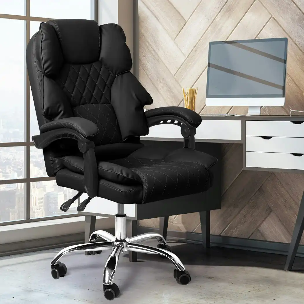 Levede Gaming Chair Office Computer Seat Racing PU Leather Executive Recliner (OF1037-BK-NOP)