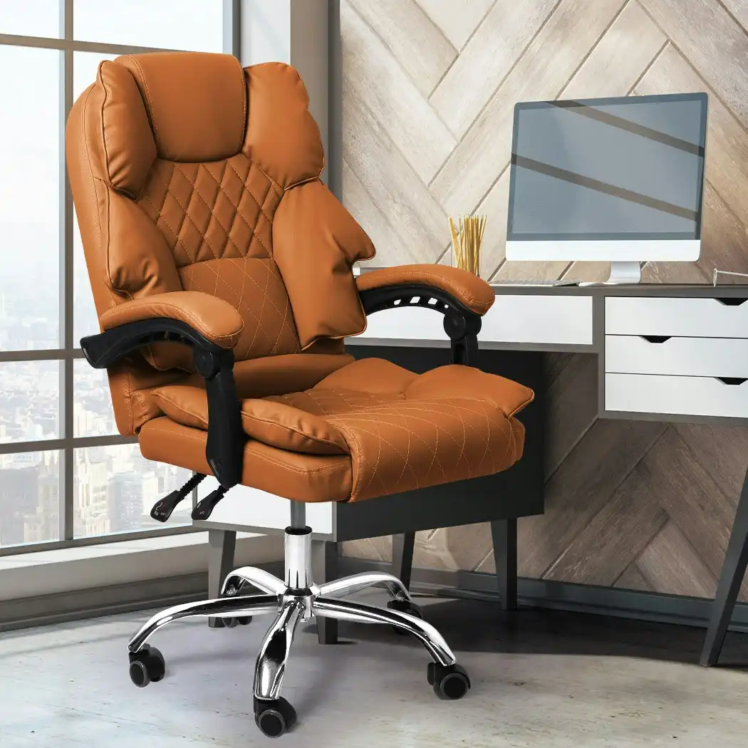 Levede Gaming Chair Office Computer Seat Racing PU Leather Executive Recliner (OF1037-BR-NOP)