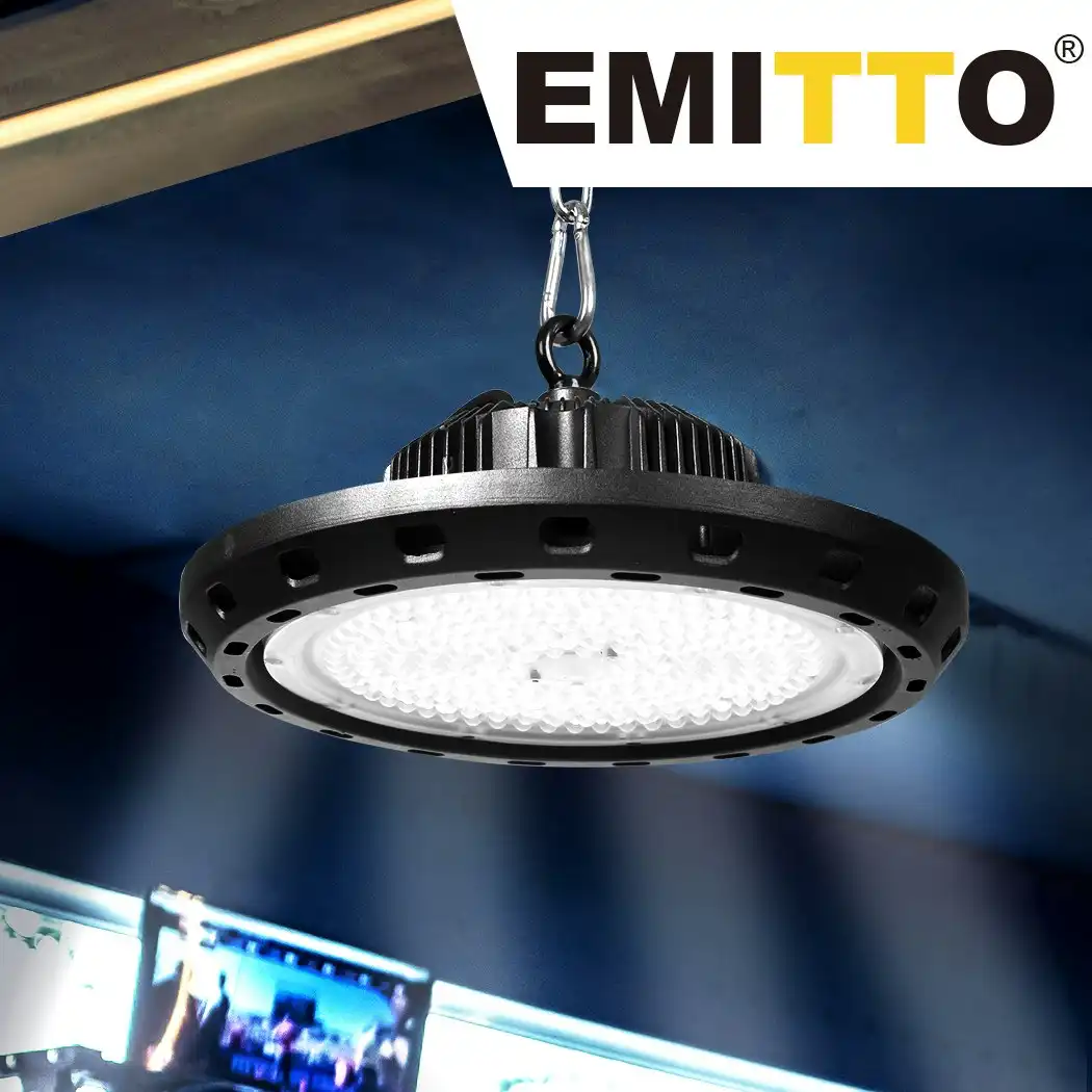 Emitto Shed LED Lights UFO High Bay Workshop Factory Lamp Industrial Warehouse