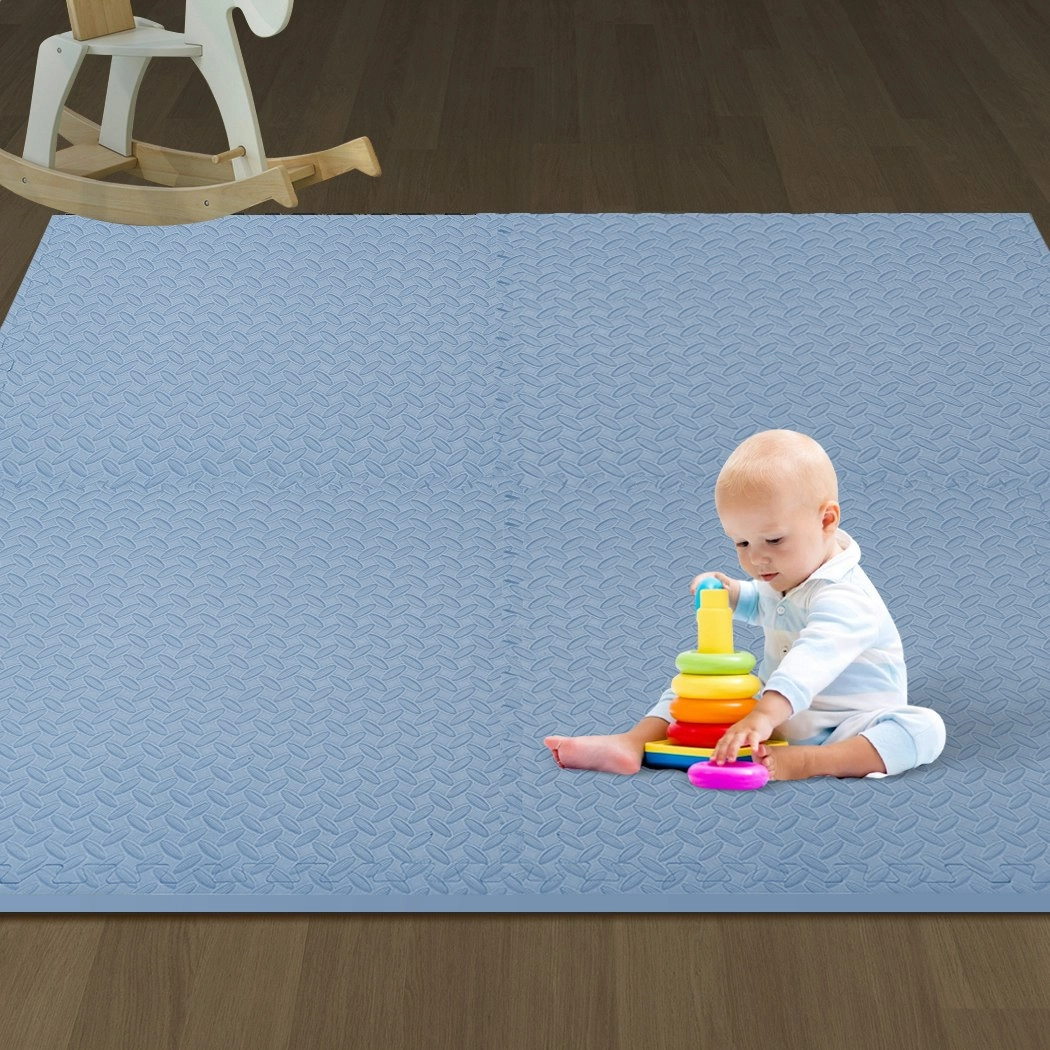 BoPeep EVA Foam Kids Play Mat Floor Kid Crawling Interlocking Home Blue 60x60