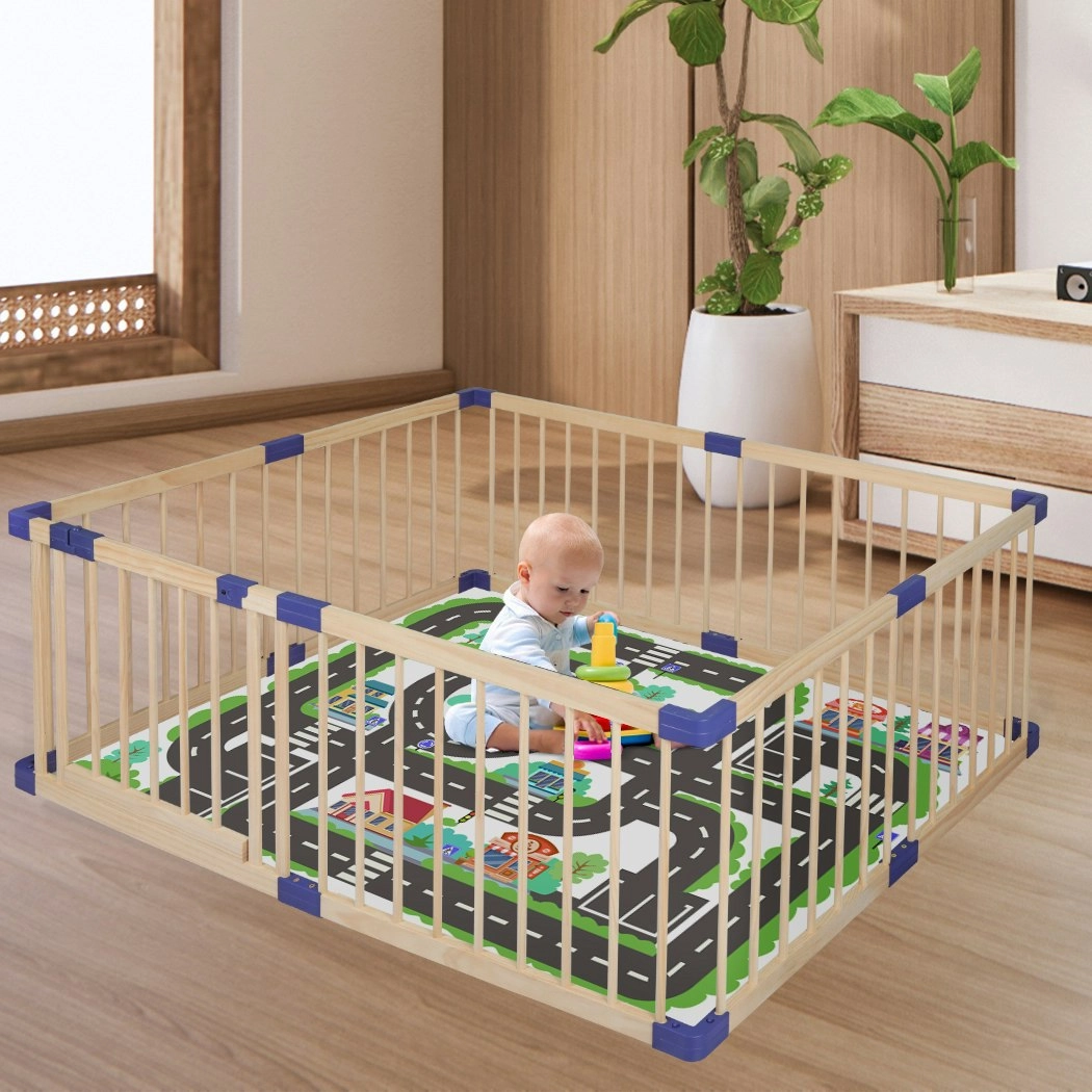 BoPeep Kids Playpen Wooden Baby Safety Gate Fence Child Play Game Toy Security M