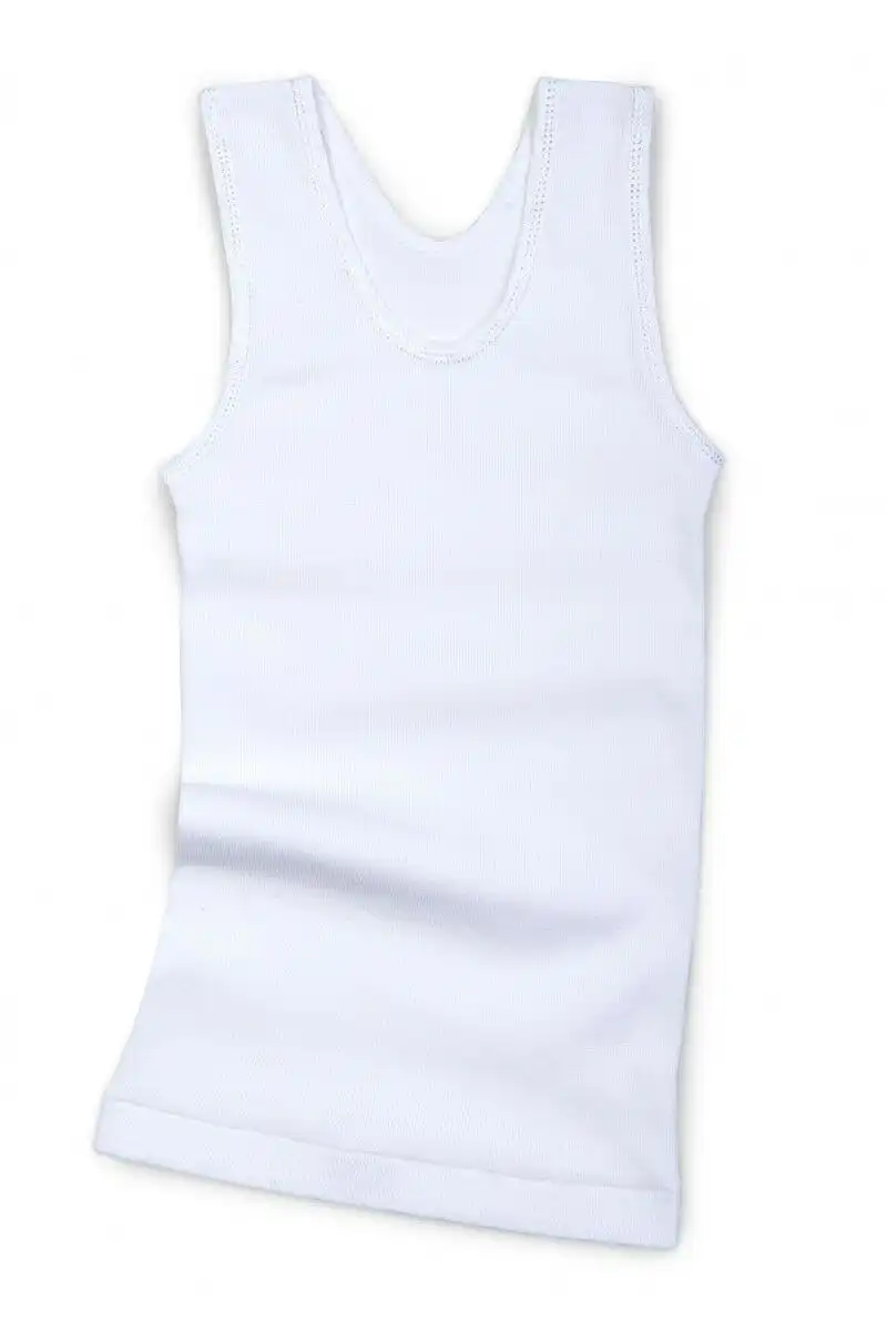 6 x Bonds Boys Kids White Chesty Vest Cotton Singlets