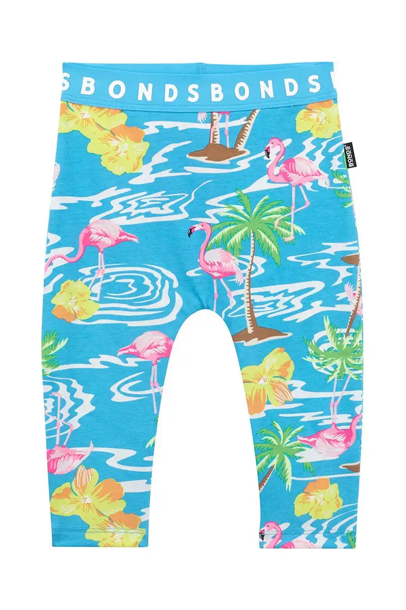 Bonds Kids Boys Girls Leggings Bottoms Blue Flamingo