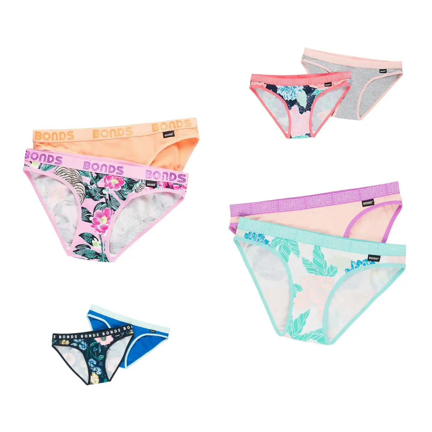 Bonds Girls 4 Pairs Underwear Kids Briefs Undies - Assorted