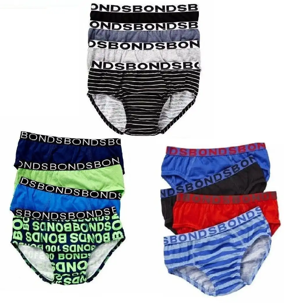 100% Bonds 4 Pairs Boys Baby Underwear Pairs Black Blue Red Green Size 2 -  16, Australian Fashion Boutique