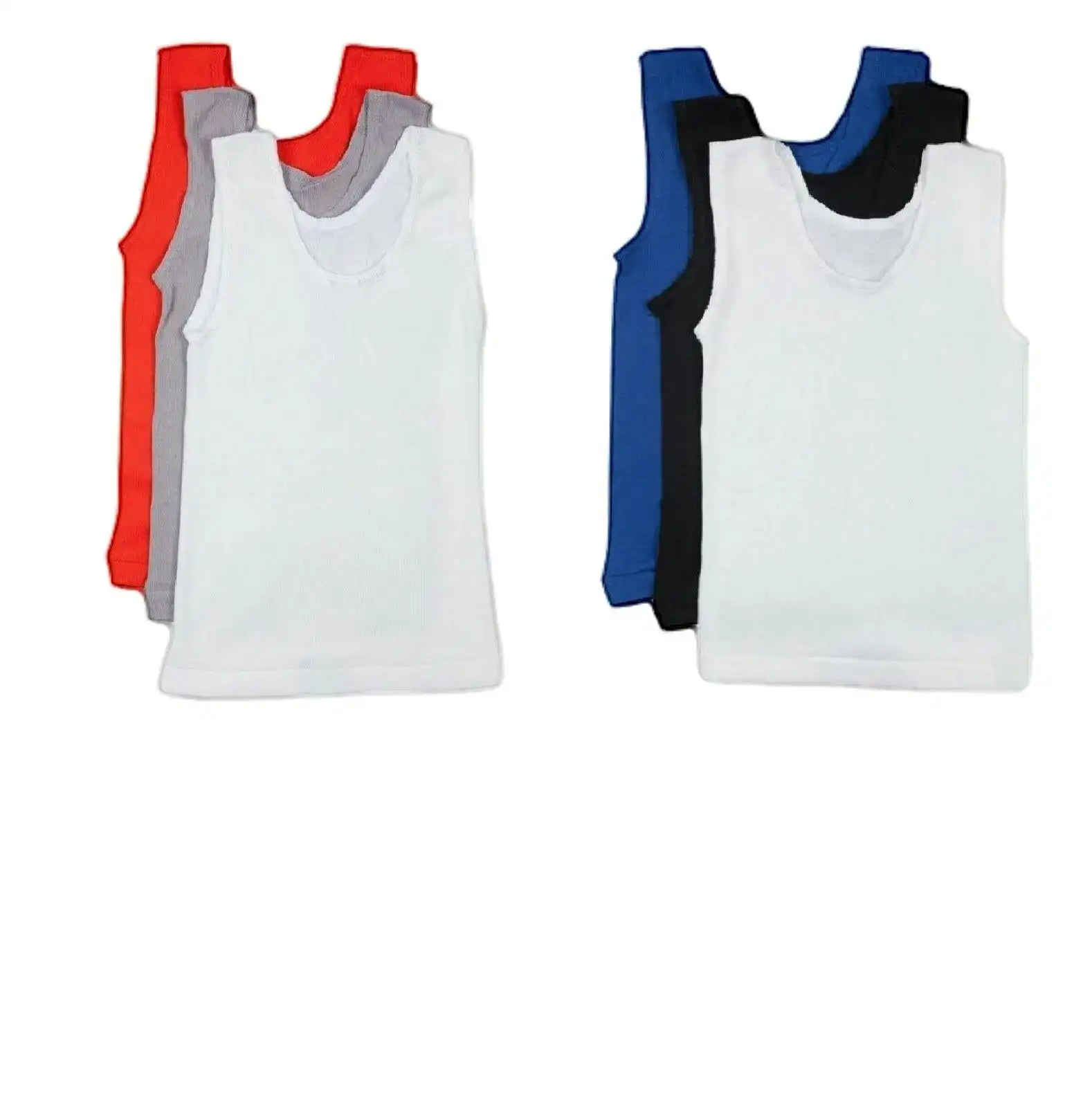 Bonds Boys Kids 3 Pack Chesty Cotton Blue Black White Singlets 4 6 8 10 12 14