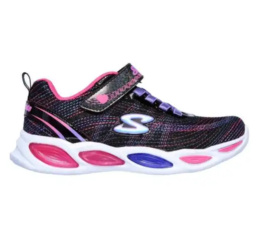 Infants Skechers Shimmer Beams Sparkle Glow Black Toddlers Light Up Girls Shoes