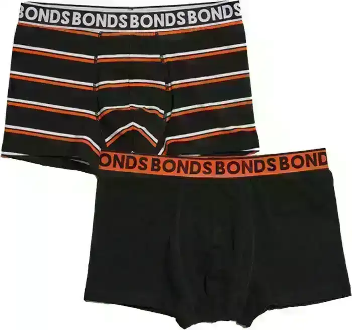 20 Pairs X Bonds Mens Everyday Trunks - Dusty 'N' Rusty -  Black/Orange/White, Australian Fashion Boutique