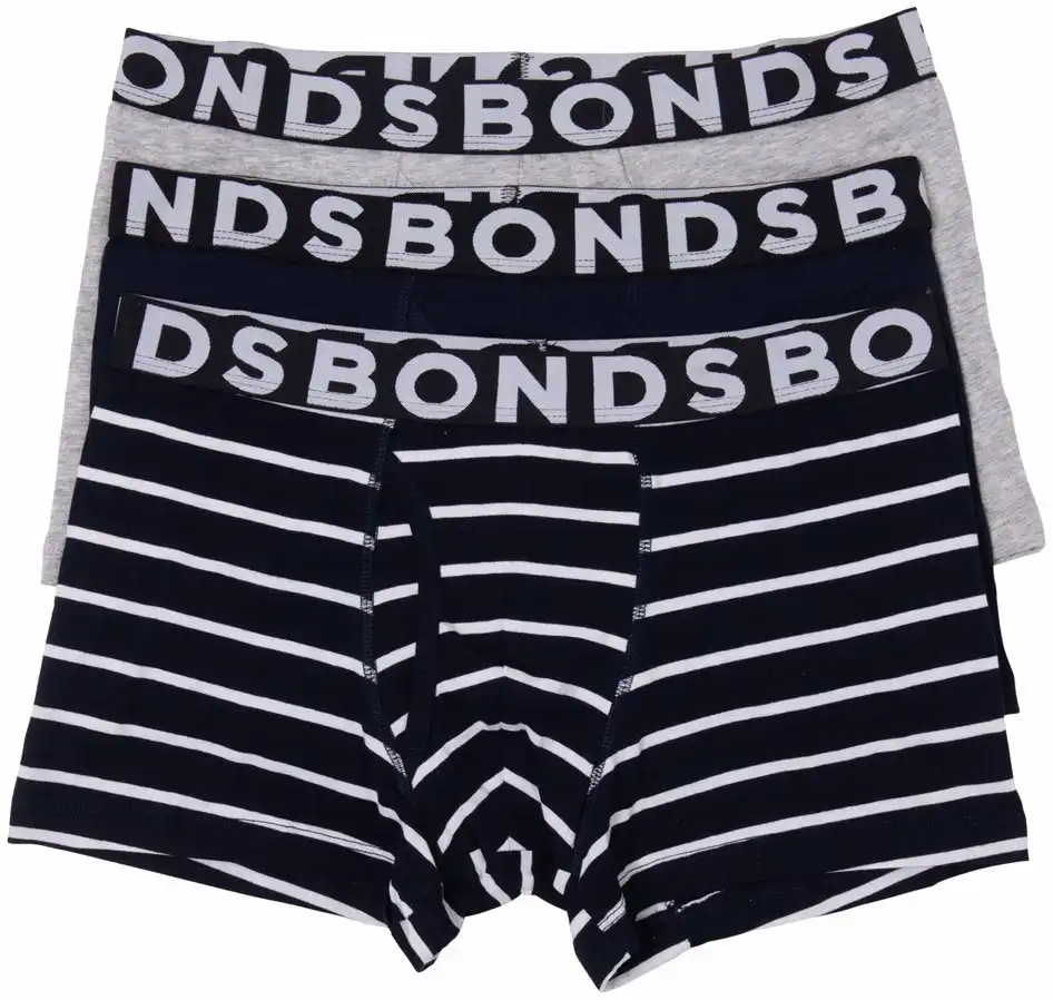 15 X Bonds Mens Everyday Trunks - Navy / Grey / Navy Stripes 03K