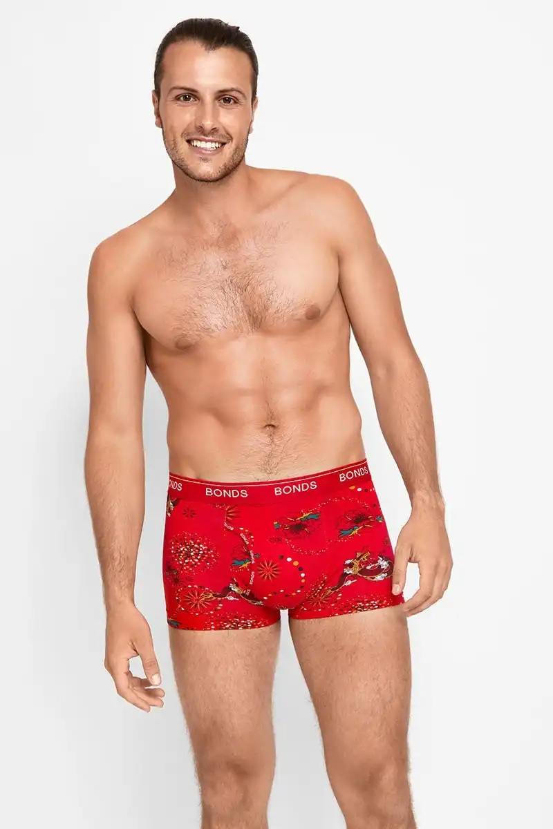 Mens Bonds Guyfront Trunk Underwear Red Lucky Dragon