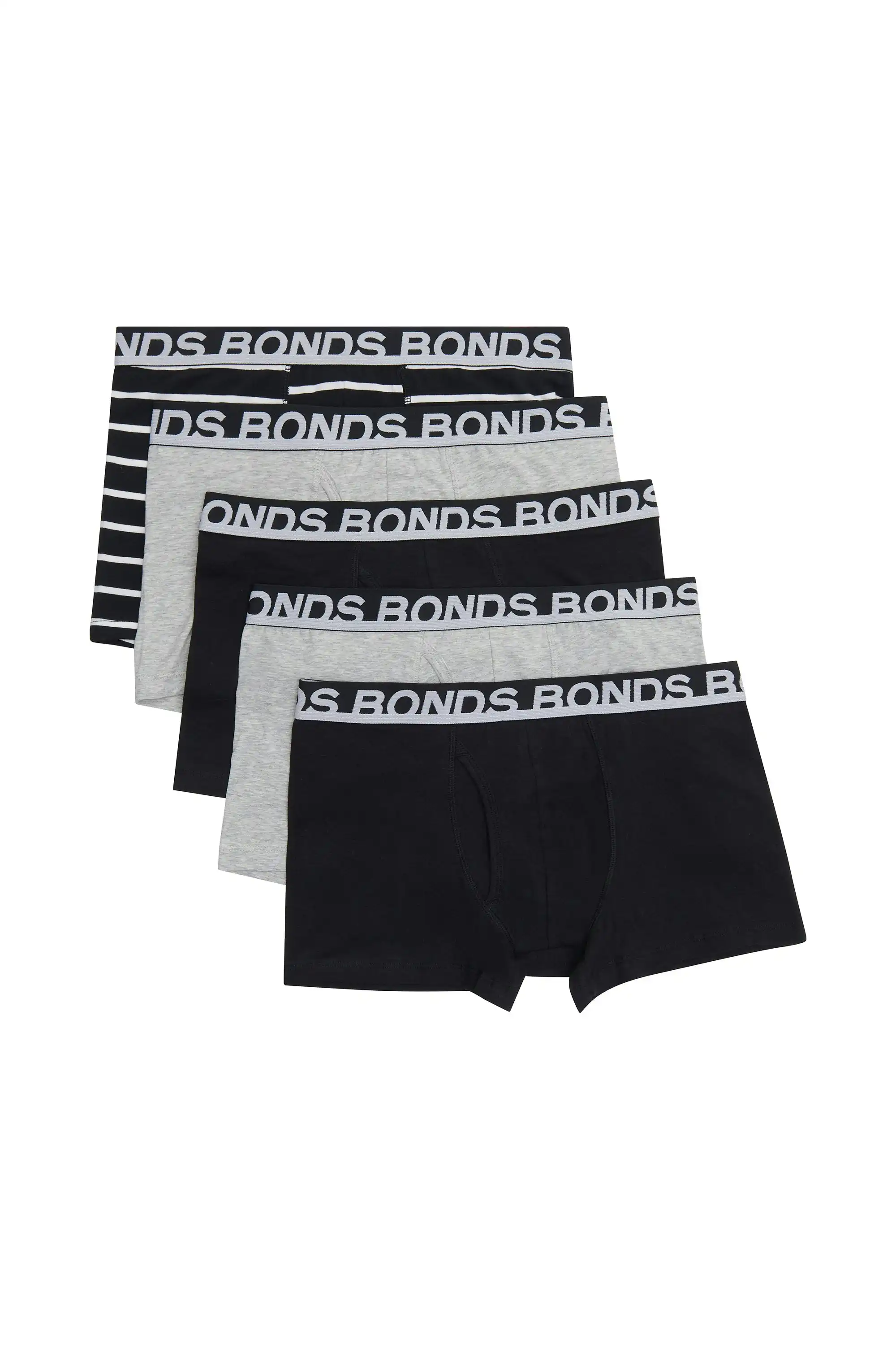 20 X Bonds Mens Everyday Trunks Underwear Black Stripe/Grey/Black