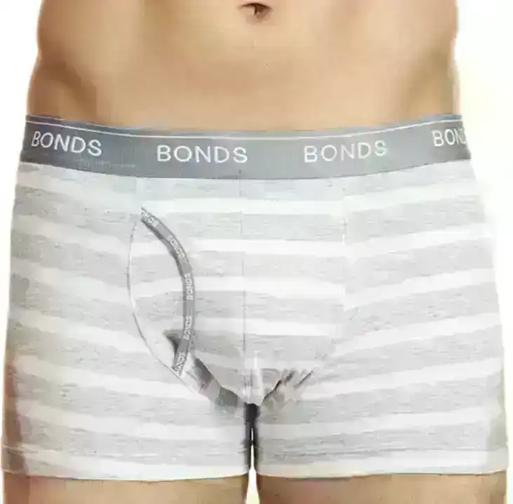3 x Mens Bonds Striped Guyfront Trunks Underwear White/Grey Mzuqi