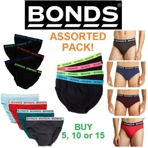 5 / 10 / 15 X Mens Bonds Underwear Assorted Hipster Briefs Underwear Wide