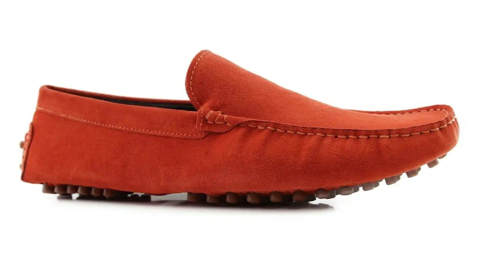 Mens Zasel Summer Boat Shoes Orange Suede Casual Slip On Deck Grip Loafers