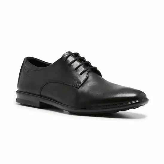 Mens Hush Puppies Cale Black Leather Lace Up Work Formal Shoes