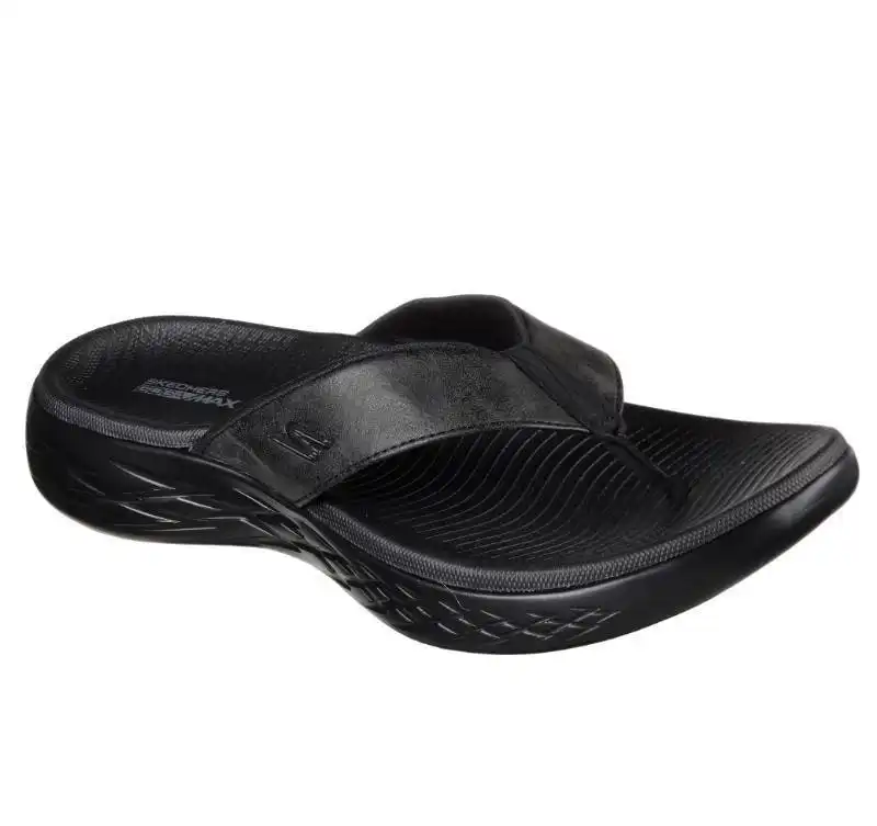 Mens Skechers On The Go 600 - Seaport Black/Black Thongs Sandals