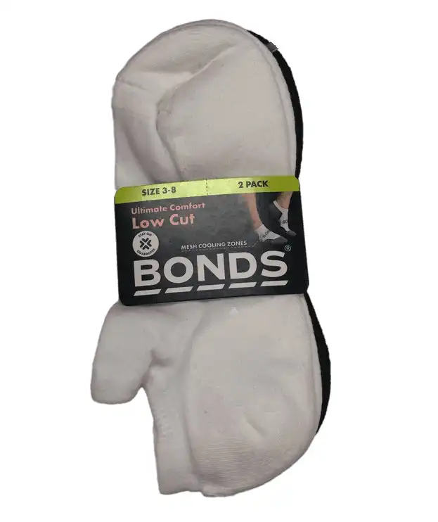 20 X Bonds Womens Ultimate Comfort Low Cut Sport Socks White & Black