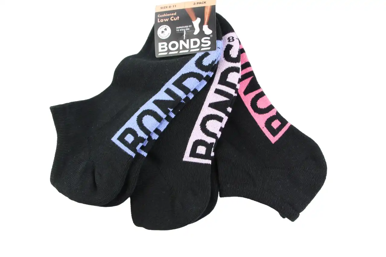 18 Pairs X Bonds Womens Cushioned Logo Low Cut Socks Black 11K