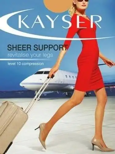 Kayser Stockings Pantyhose Sheer Support Natural Black Medium Tall Extra  Tall