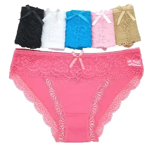 6 x Womens Hip Cut Lace Cotton Body Bikini Briefs - Undies Coloured  Underwear, Australian Fashion Boutique