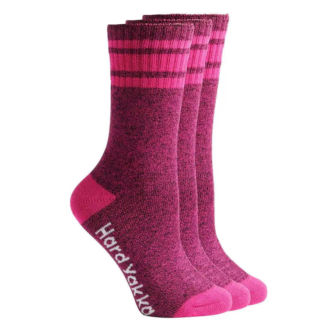 3 Pairs X Hard Yakka Womens Bamboo Work Socks Pink Marle