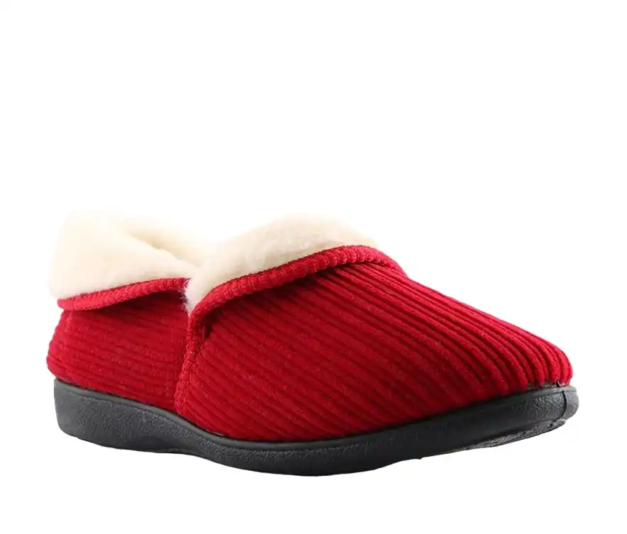 Womens Grosby Catherine Red Slippers Slip On Flats Ladies Shoes