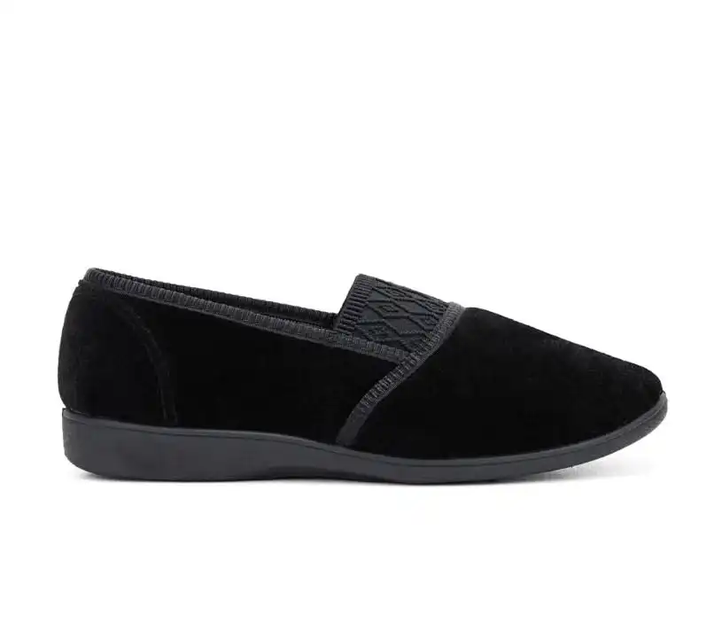 Womens Grosby Candy Black Slippers Slip On Flats Ladies Shoes