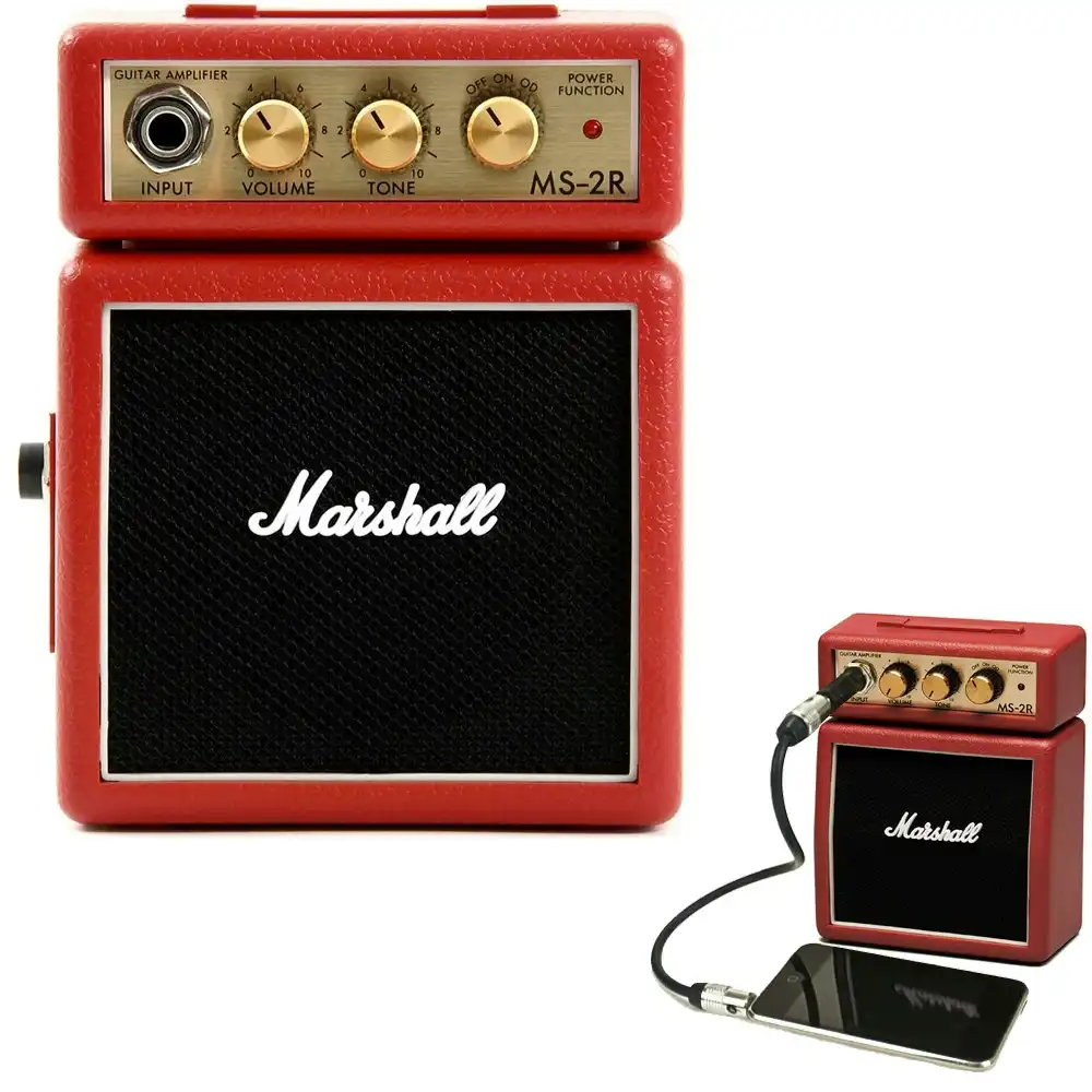 Marshall MS-2R Red Portable Micro Amplifier Amp Speaker f/ Guitar/iPhone/Samsung