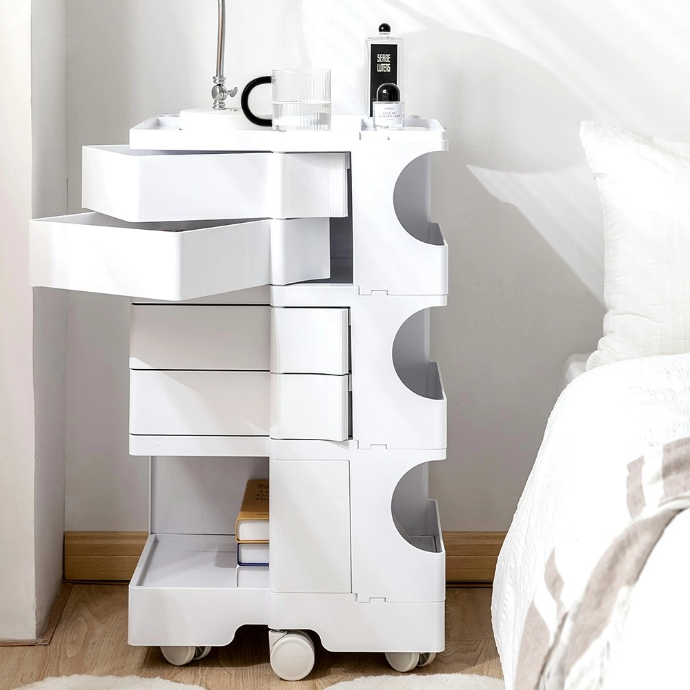 Artiss Storage Trolley Cart Bedside Table 5 Tier White