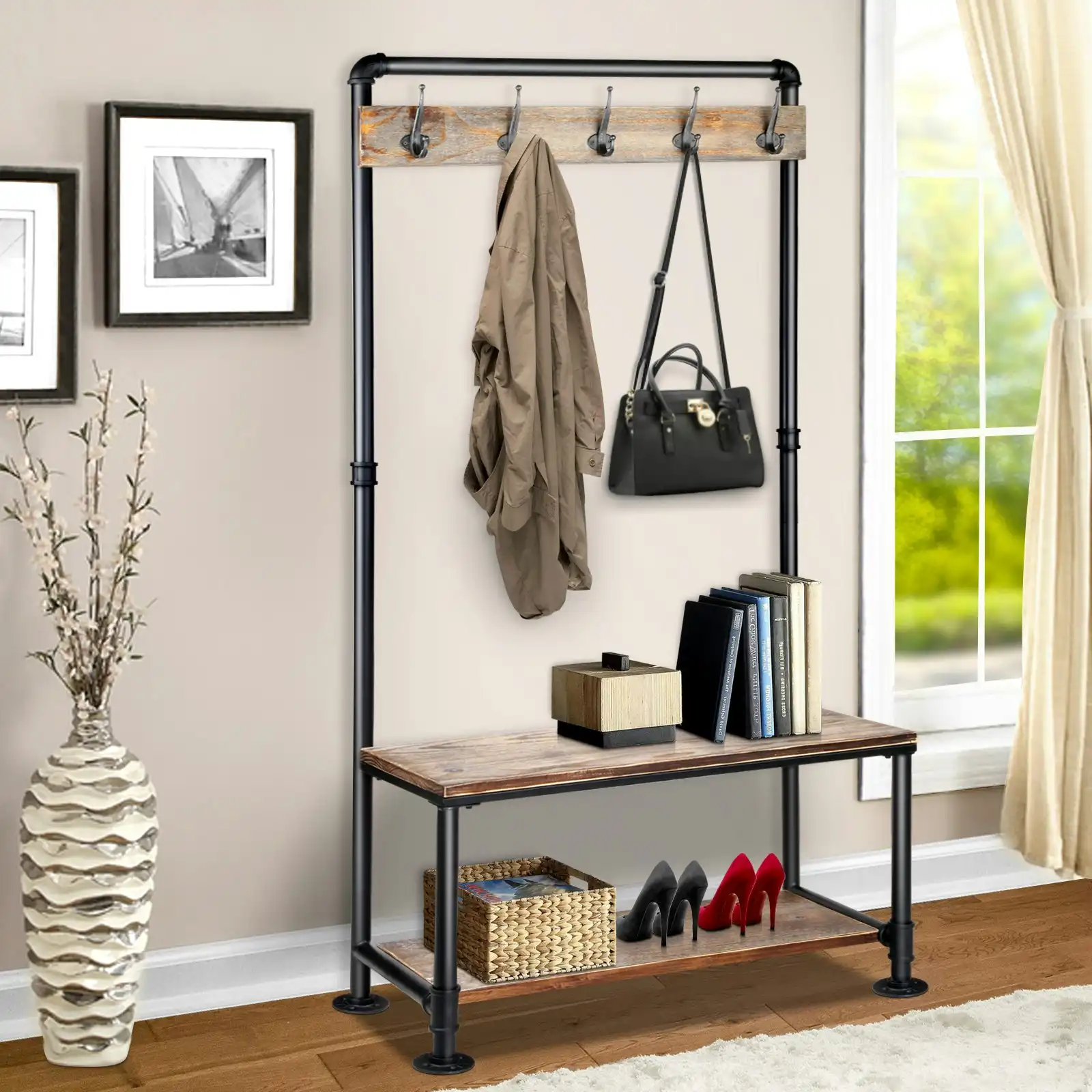 Artiss Clothes Rack Coat Stand 161x80cm Hanger Closet