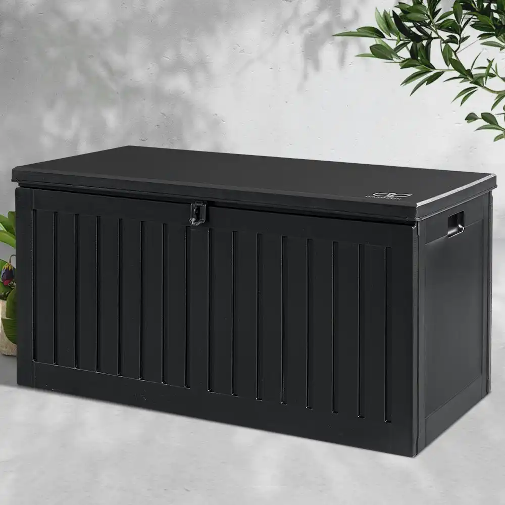 Gardeon Outdoor Storage Box 270L Container Lockable Garden Bench Tool Shed Black