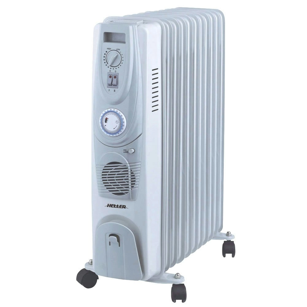 Heller 2400W Electric Portable 11 Fin Oil Heater/Column w/ Timer/Fan/3 Heating