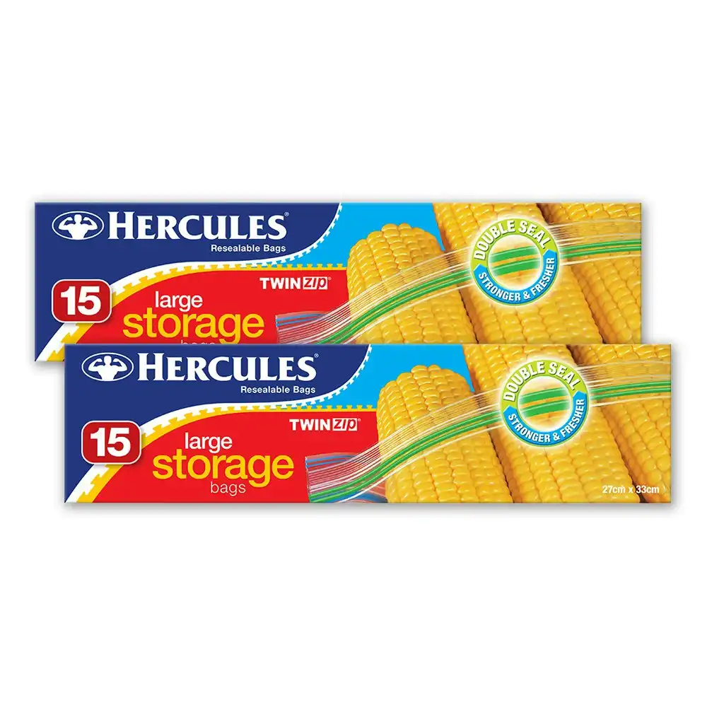 30pc Hercules Twin Zip Storage Bags Large 27x33cm Resealable Food Seal Bag