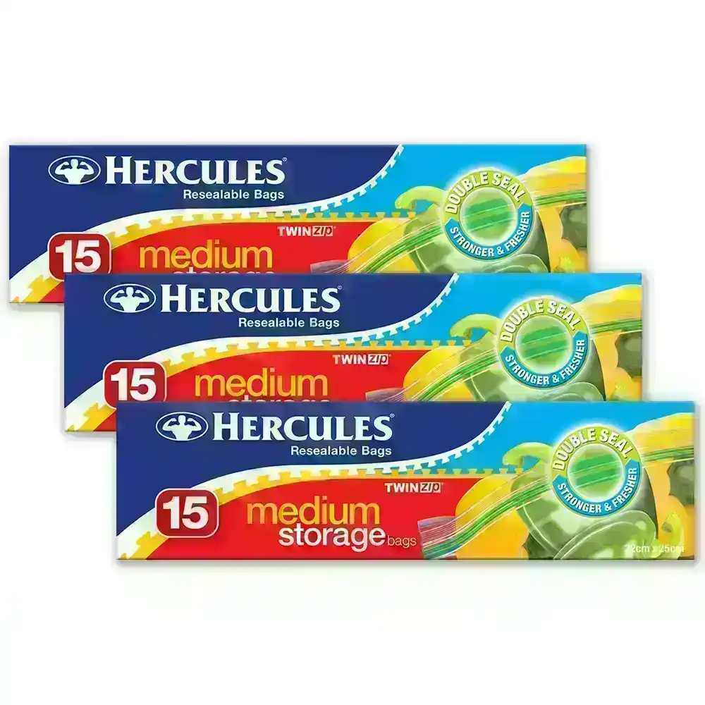 Buy 75pc Hercules Twin Zip Resealable Large 22x22cm Food Storage