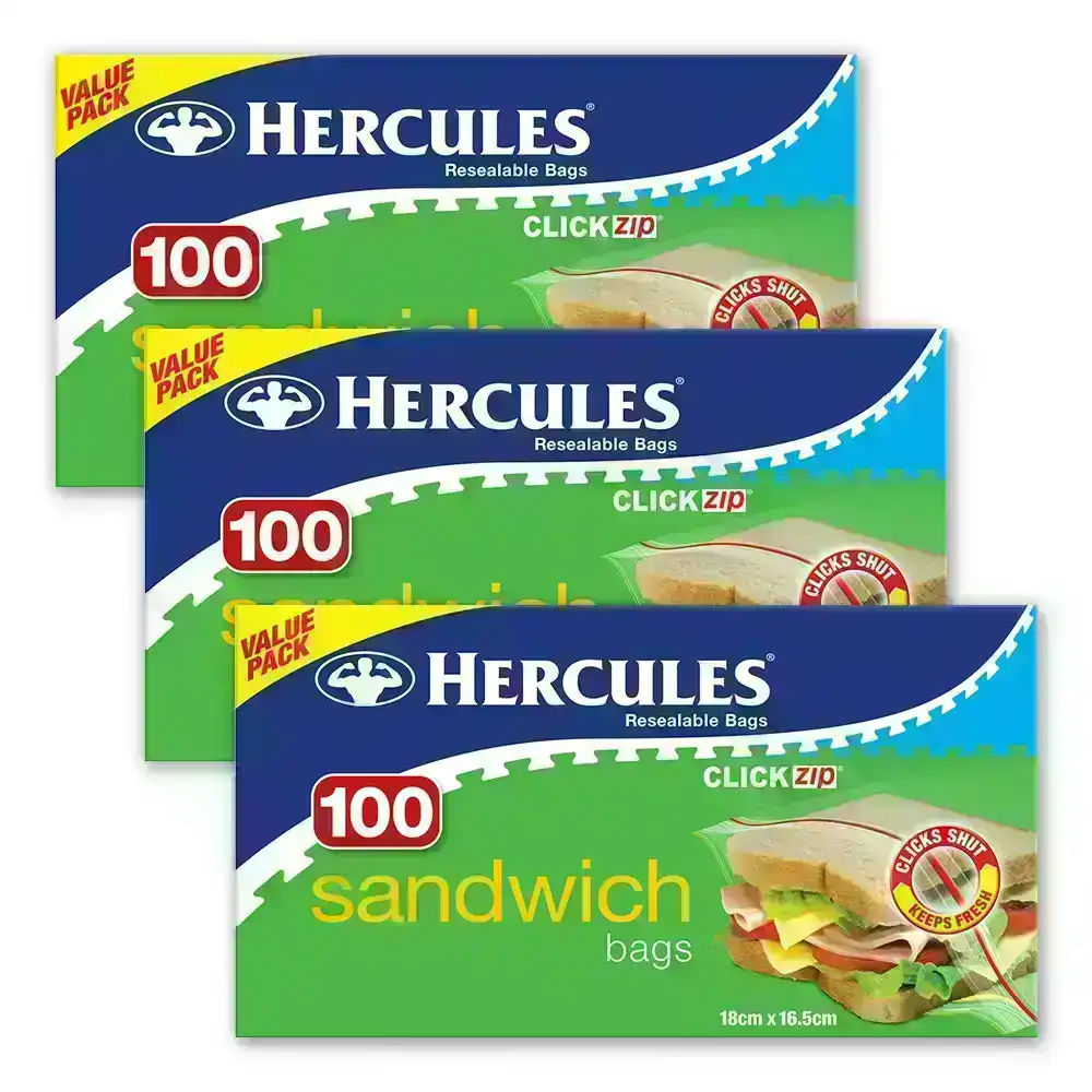 Buy 75pc Hercules Twin Zip Resealable Large 22x22cm Food Storage