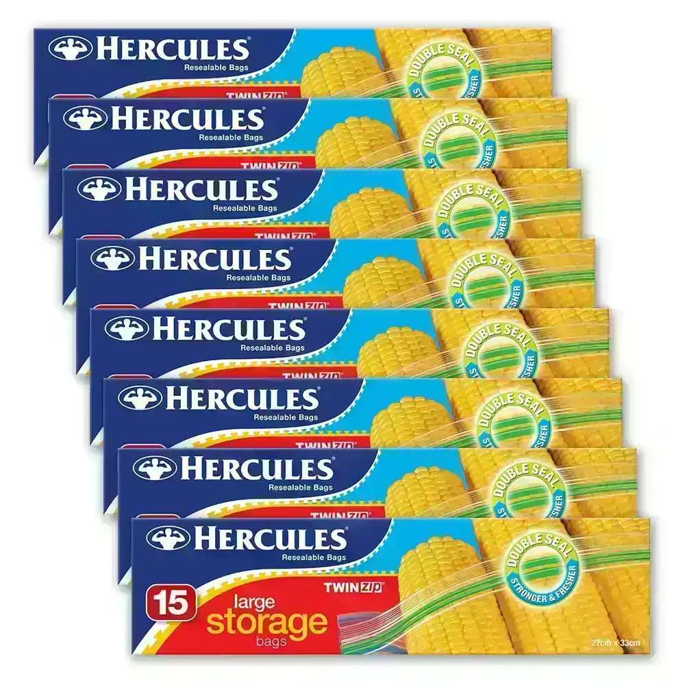 Buy 75pc Hercules Twin Zip Resealable Large 22x22cm Food Storage