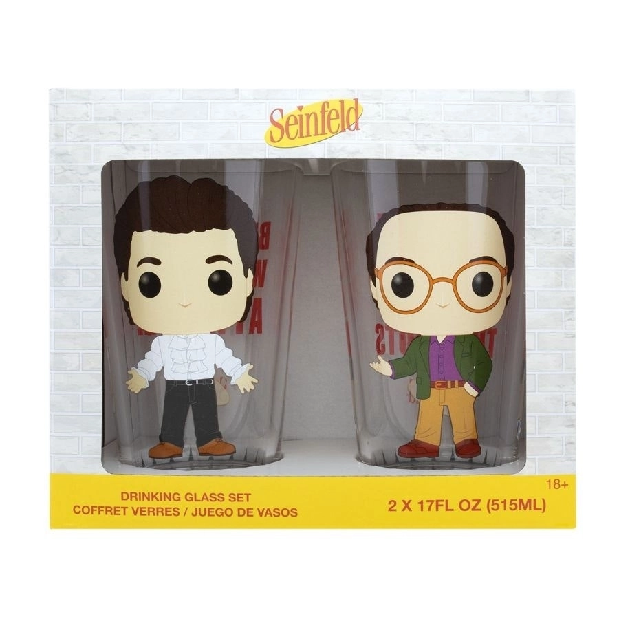 2PK Pop! Funko Drinkware Seinfeld Jerry & George Glass Set Collectable Set