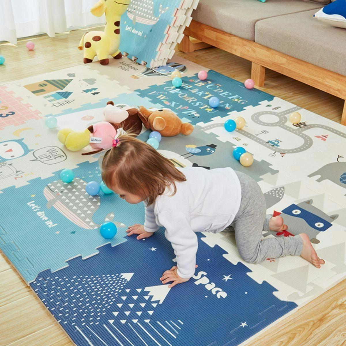 BabiesMart Baby Play Mat Reversible XPE Foam Mat Safe & Baby Friendly