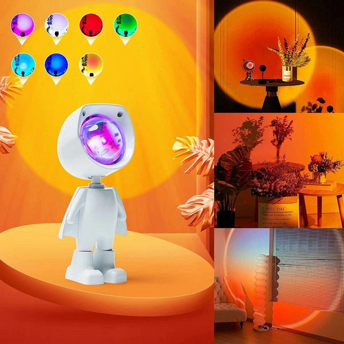 Glowly Astronaut Robot Sunset Lamp Projector Sunset Lights Night Light