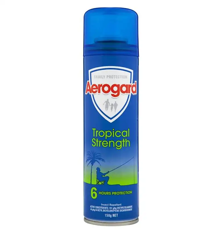 3x Aerogard 150g Tropical Strength Flies/Insect Repellant Spray 6h Protect Adult