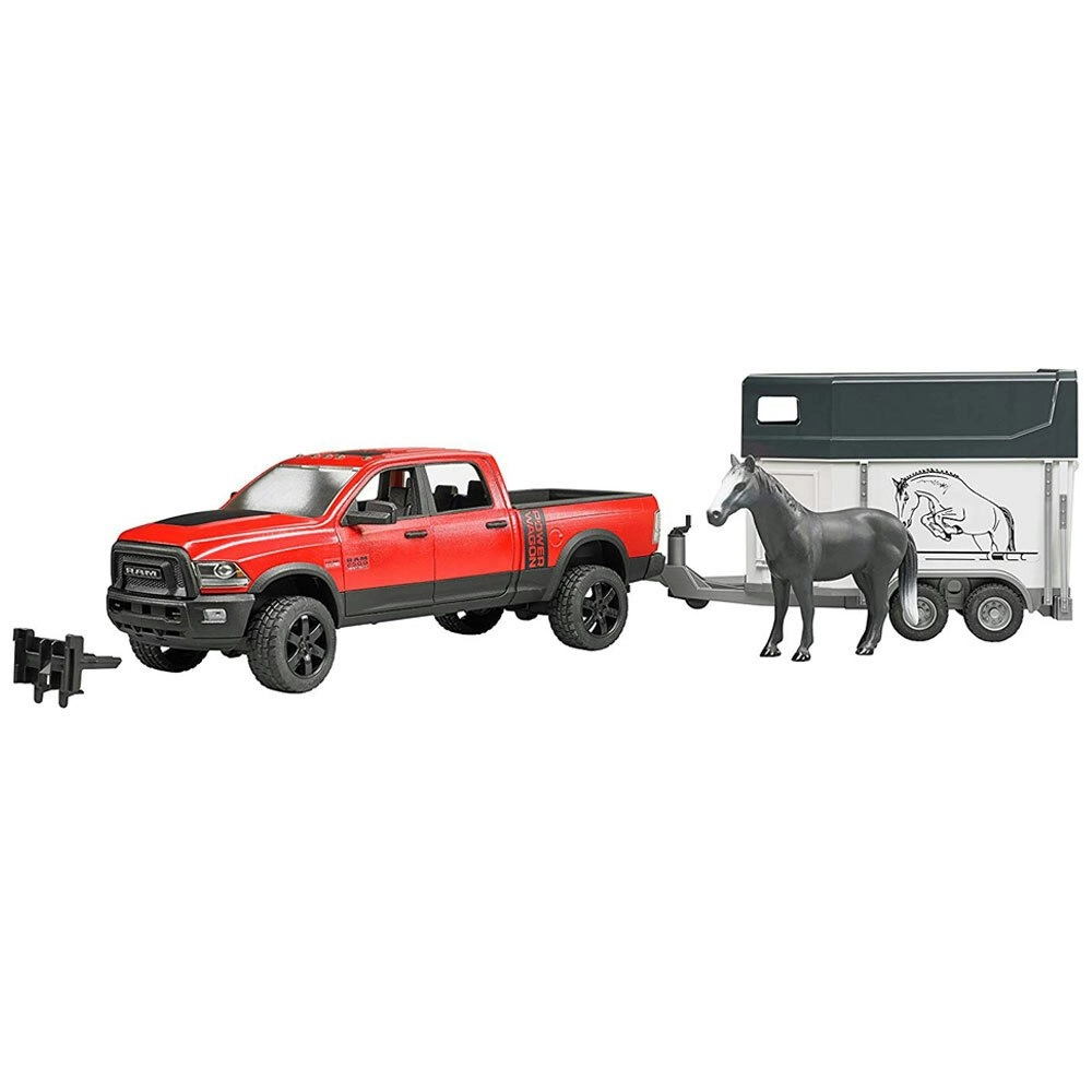 Bruder 1:16 RAM 2500 Power Wagon w/ 1pc Horse/Trailer Toy Vehicle Kids 4y+ Red