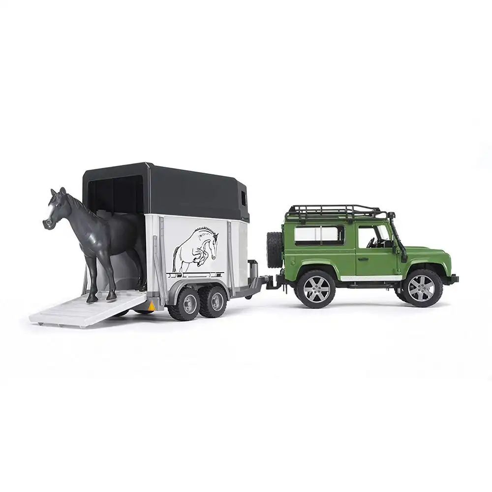 Bruder 61.5cm 1:16 Land Rover Defender Station Wagon Kids Toy w/Horse Trailer