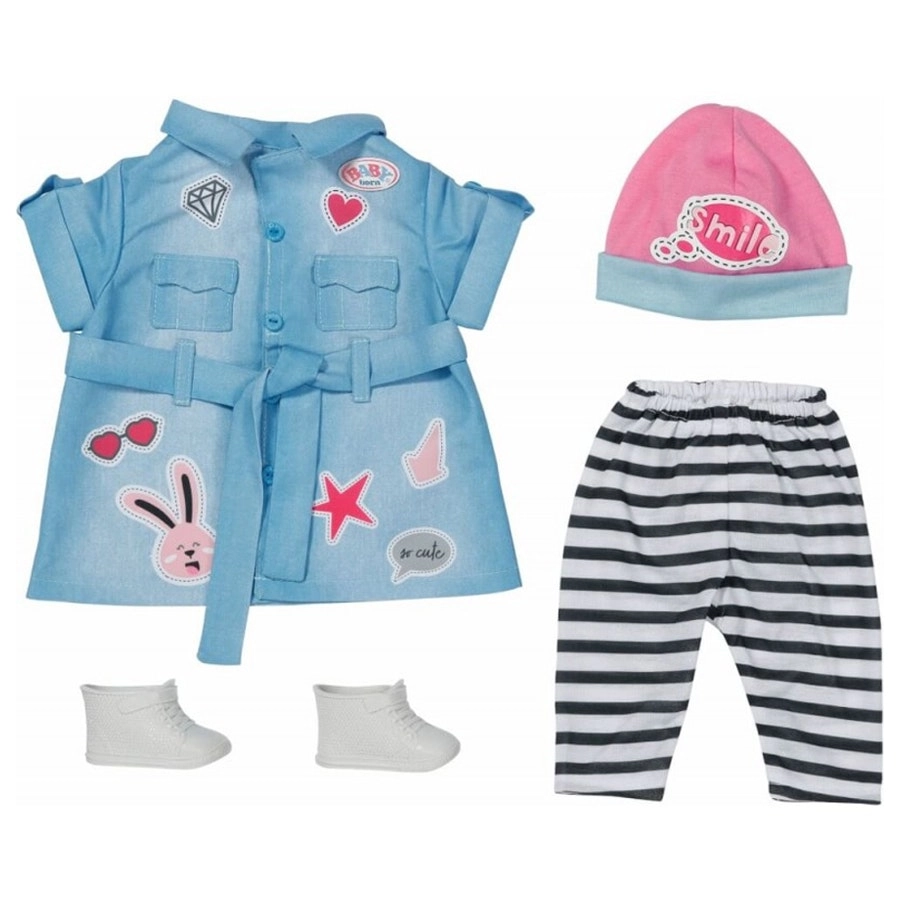 Baby Born Deluxe Jeans/Dress/Hat/Shoes Dress Up Clothing Set For 43cm Dolls 3y+