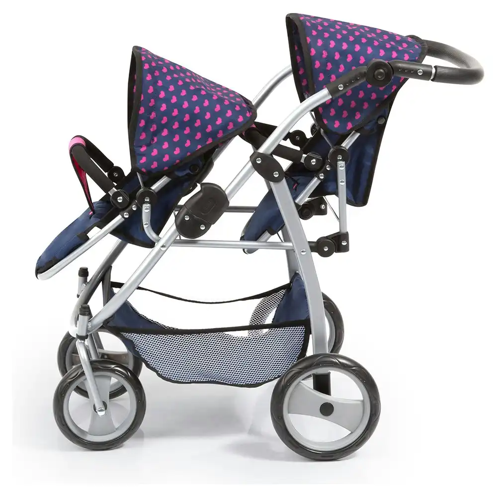 Bayer 73cm Twin Tandem Doll Pram/Stroller Blue/Pink 3y+ Kids Pretend Parent Toy