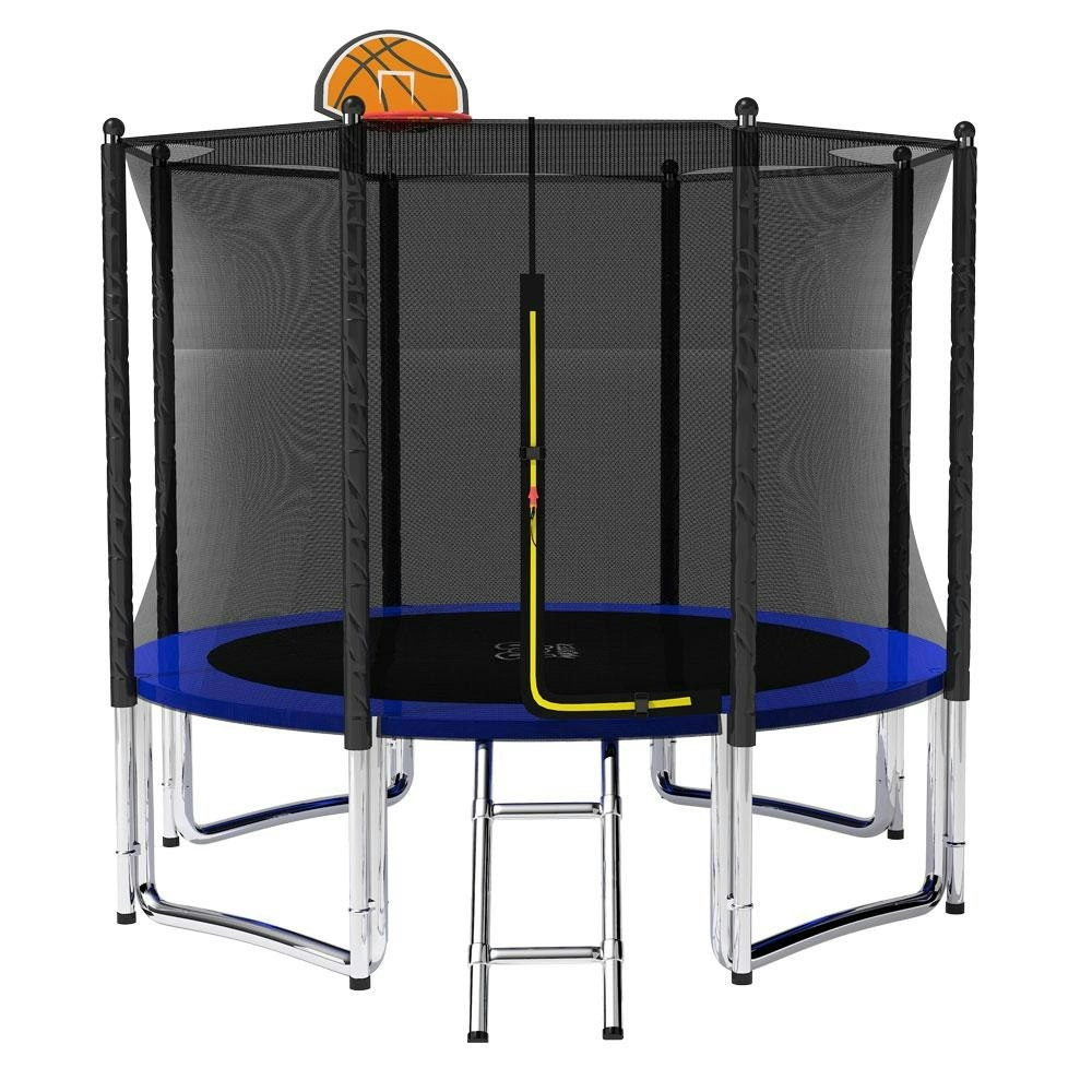 Pop Master Flat Trampoline Basketball Hoop Ladder Kids with PE sunshade cover 5 Year Warranty Only For Frame With Free Bonus Package