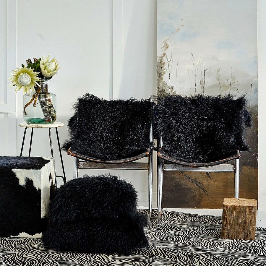 Mongolian Sheepskin Rug - Black