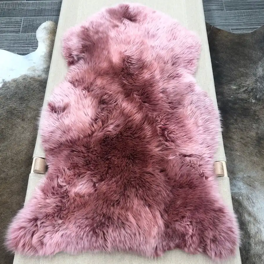 Merino Sheepskin Rug - Pink Frost