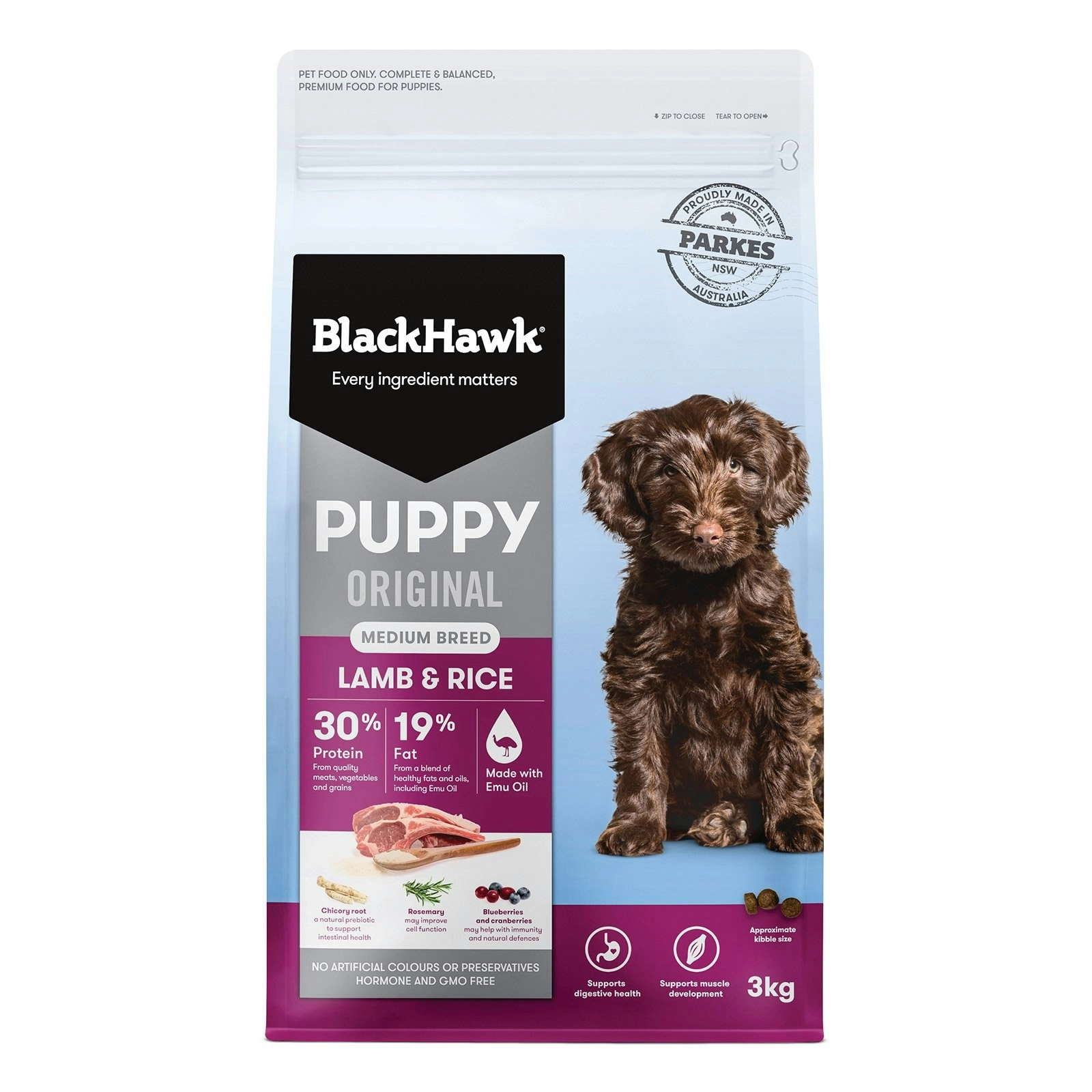 BlackHawk Puppy Medium Breed Original Lamb And Rice Dry Dog Food 3 Kg