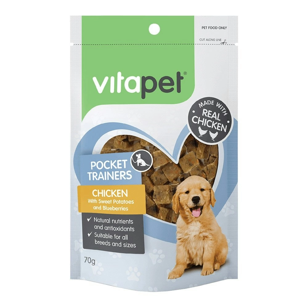 VitaPet Pocket Trainers Chicken Sweet Potatoes Blueberries 70 Gm 3 Packs